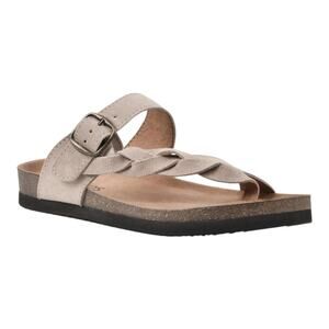 White Mountain Women's Crawford Footbed Suede Thong Sandals Beige Size 9